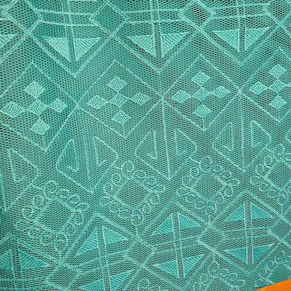 Cynthia Steffe Teal Geometric Sheath Dress With Embroidered Overlay Size‎ 2 - Picture 4 of 9